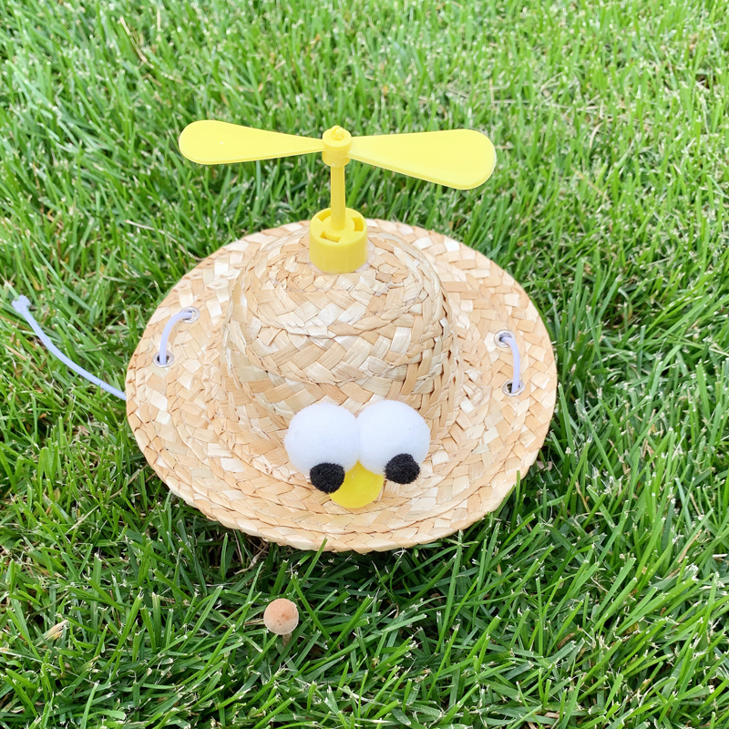 Rotacinė augintinio skrybėlė iš žolės su bambuko drugio motyvu, skirta šunims ir katėms - medžiaga: šilko gėlė, rudens sezonas, universalus naudojimas, raštas 69850