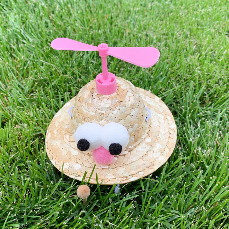 Rotacinė augintinio skrybėlė iš žolės su bambuko drugio motyvu, skirta šunims ir katėms - medžiaga: šilko gėlė, rudens sezonas, universalus naudojimas, raštas 69850