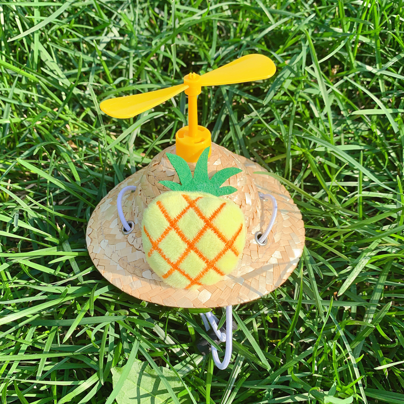 Rotacinė augintinio skrybėlė iš žolės su bambuko drugio motyvu, skirta šunims ir katėms - medžiaga: šilko gėlė, rudens sezonas, universalus naudojimas, raštas 69850