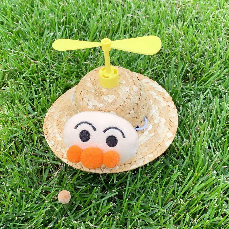 Rotacinė augintinio skrybėlė iš žolės su bambuko drugio motyvu, skirta šunims ir katėms - medžiaga: šilko gėlė, rudens sezonas, universalus naudojimas, raštas 69850