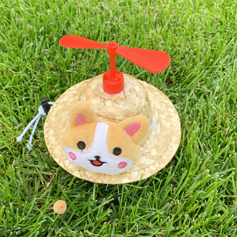 Rotacinė augintinio skrybėlė iš žolės su bambuko drugio motyvu, skirta šunims ir katėms - medžiaga: šilko gėlė, rudens sezonas, universalus naudojimas, raštas 69850