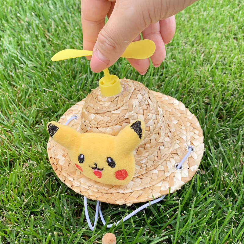 Rotacinė augintinio skrybėlė iš žolės su bambuko drugio motyvu, skirta šunims ir katėms - medžiaga: šilko gėlė, rudens sezonas, universalus naudojimas, raštas 69850