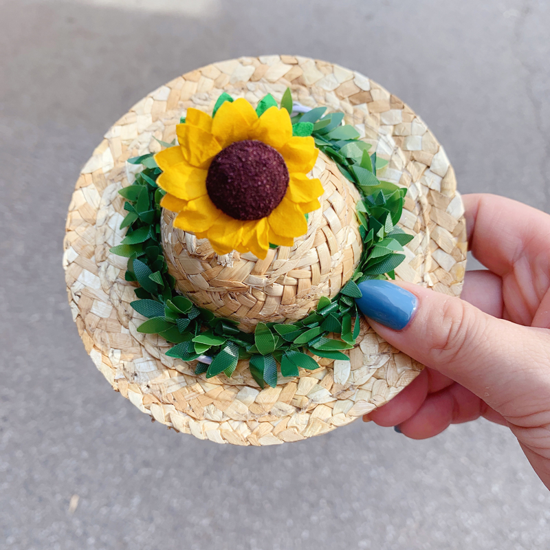 Rotacinė augintinio skrybėlė iš žolės su bambuko drugio motyvu, skirta šunims ir katėms - medžiaga: šilko gėlė, rudens sezonas, universalus naudojimas, raštas 69850