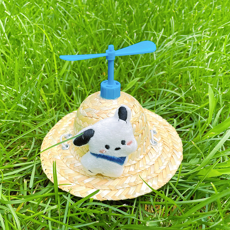 Rotacinė augintinio skrybėlė iš žolės su bambuko drugio motyvu, skirta šunims ir katėms - medžiaga: šilko gėlė, rudens sezonas, universalus naudojimas, raštas 69850