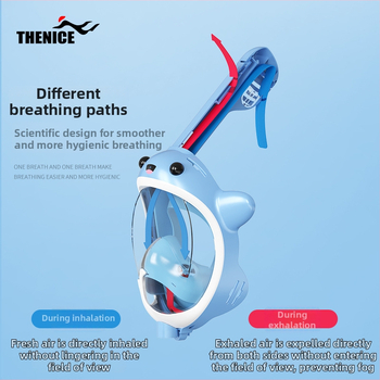 Thenice Bērnu pilnas sausas niršanas maskas ar anti-fog HD lēcām snorkelēšanai — Materiāls: polikarbonāts un šķidrais silikons