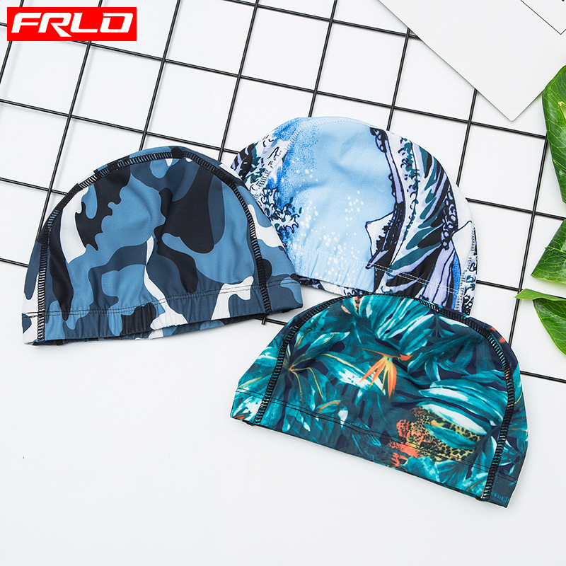 FRLO Plivačka kapa za odrasle - Ugodna zaštita ušiju, Brzo sušenje najlona, Pogodno za dugu kosu, Uzorak tiska