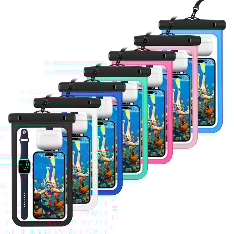 Ūdensdrošs telefona maciņš ārējiem pasākumiem un zemūdens fotografēšanai, universāla piemērošana viedtālruņiem, materiāls PVC+ABS, ūdensnecaurlaidīgs audums, logotipa drukāšana pieejama