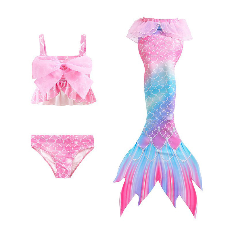 Costum de baie cu coadă de sirenă pentru fetițe, 6–8 ani, stil slip, țesătură nylon și Vinylon, căptușeală poliester