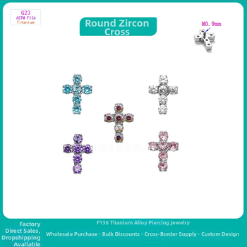 Kryžiaus formos auskarai iš titano lydinio, 5A cirkonio įklija, universalus dizainas, deimantinė apdaila