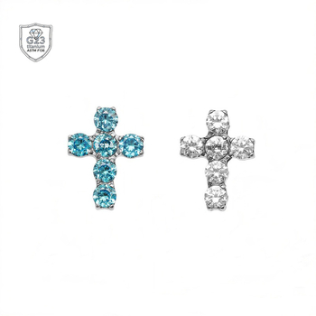 Kryžiaus formos auskarai iš titano lydinio, 5A cirkonio įklija, universalus dizainas, deimantinė apdaila