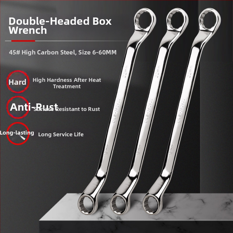 Двуглавен ключ Plum wrench, 45# стомана, полирано хромирано покритие, тегло 200 g, метричен стандарт