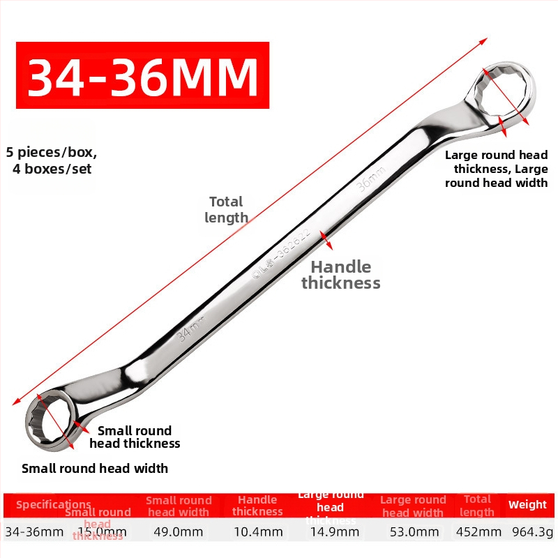Διπλού σκοπού Plum wrench, χάλυβας 45#, λαμπερή επίστρωση χρωμίου, βάρος 200 g, μετρικό πρότυπο