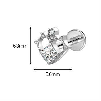Lūpų auskarai iš titano lydinio su cirkonu – geometrinė forma