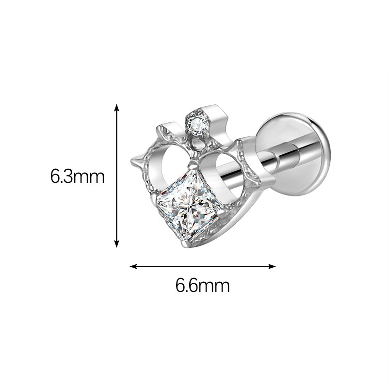 Lūpų auskarai iš titano lydinio su cirkonu – geometrinė forma