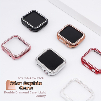 Apple Watch S10 серия — цялостен защитен кейс с закалено филмче за екран, диамантено инкрустиране, PC материал, 360° защита