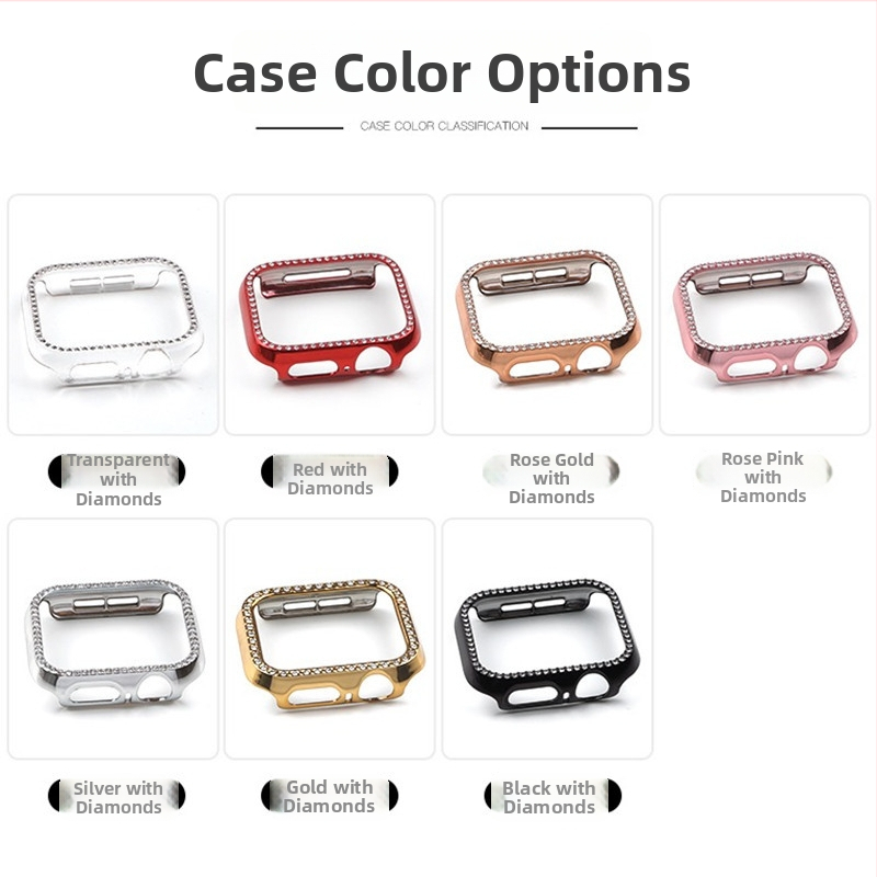 Ochranný kryt pre Apple Watch S10 séria s celkovou ochranou, tvrdený film na displej, diamantový dizajn, PC materiál, 360° ochrana