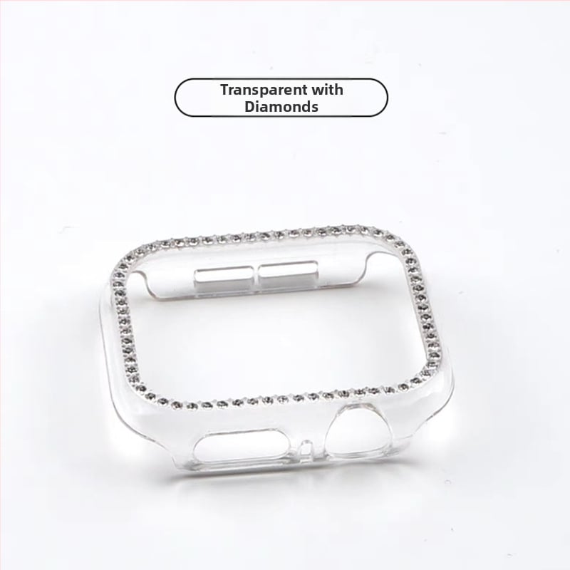 Apple Watch S10 серия — цялостен защитен кейс с закалено филмче за екран, диамантено инкрустиране, PC материал, 360° защита