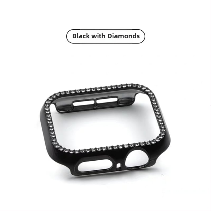 Apple Watch S10 серия — цялостен защитен кейс с закалено филмче за екран, диамантено инкрустиране, PC материал, 360° защита