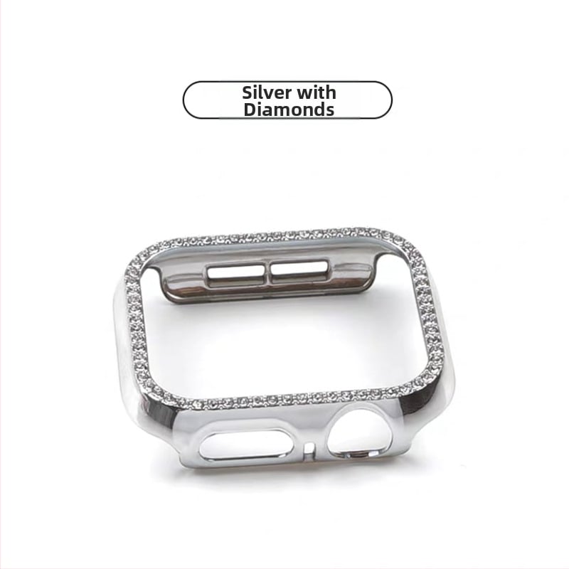 Apple Watch S10 серия — цялостен защитен кейс с закалено филмче за екран, диамантено инкрустиране, PC материал, 360° защита