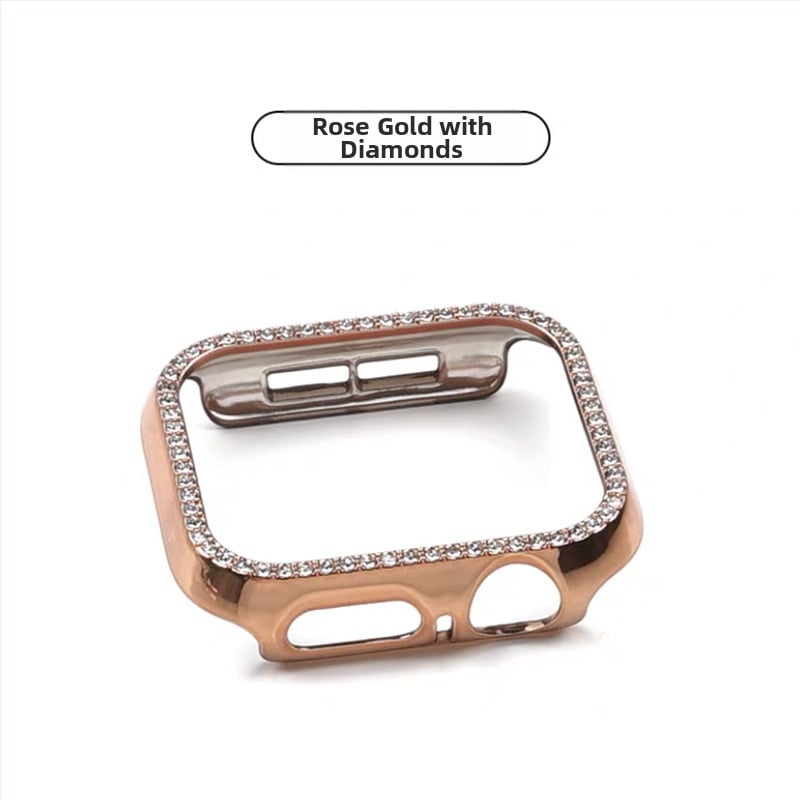 Apple Watch S10 серия — цялостен защитен кейс с закалено филмче за екран, диамантено инкрустиране, PC материал, 360° защита