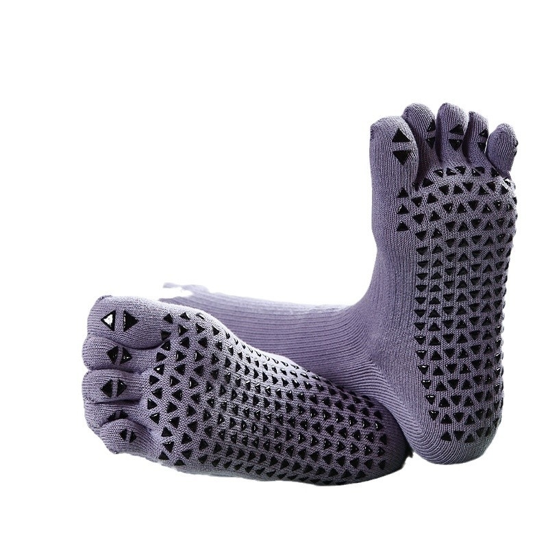 Γυναικείες κάλτσες γιόγκα με πέντε δάχτυλα, μέχρι τη γάμπα, αντιολισθητική σόλα, απορροφούν τον ιδρώτα, βαμβάκι 70–80%