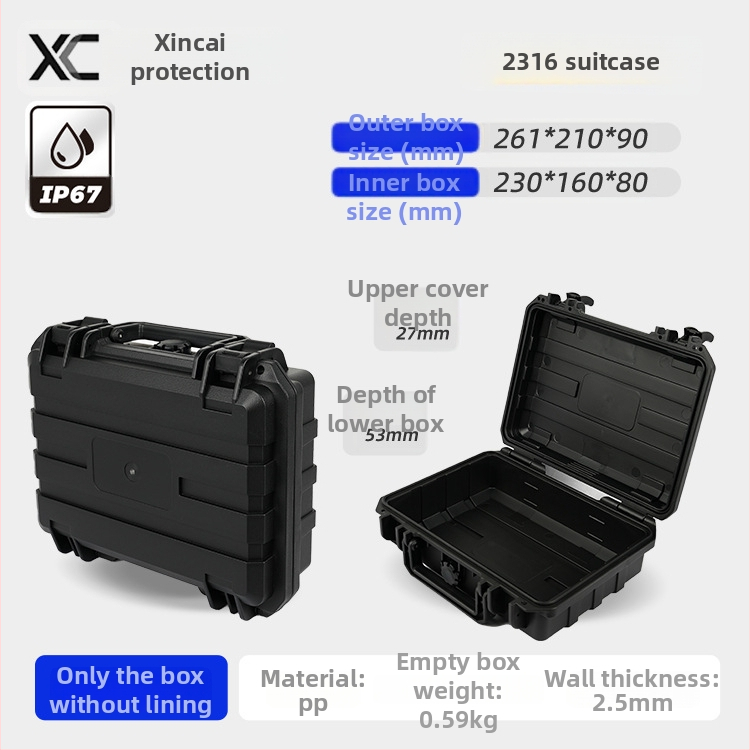 Instrumentu un aprīkojuma aizsargkaste, mitrumizturīga un triecienizturīga, PP materiāls, 40 kg slodze