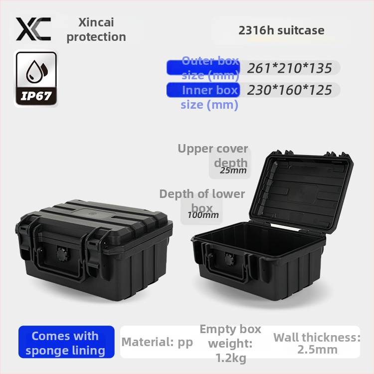 Instrumentu un aprīkojuma aizsargkaste, mitrumizturīga un triecienizturīga, PP materiāls, 40 kg slodze