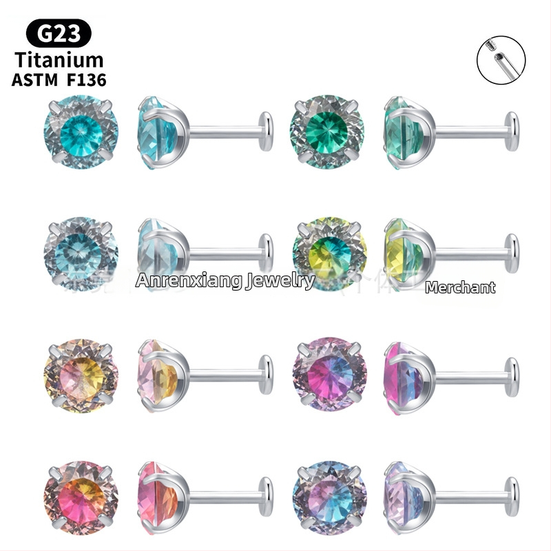 Ausies smeigtukas iš F136 titano lydinio – gradientinis paukščių lizdo dizainas, 5A cirkonas kristalas, vidinis sriegis