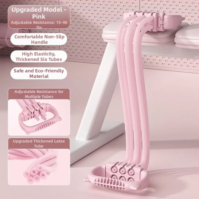 Regulējama pretestības lente muguras trenēšanai un plecu atvēršanai, mājas fitnesam un jogai; ABS materiāls; plaukstas satvēriena spēka trenēšanas ierīce