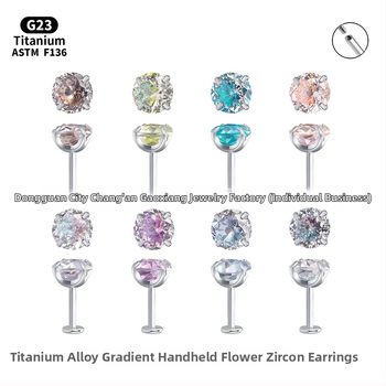 Lūpų ir ausų studos iš F136 titano lydinio, 5A cirkonas, unisex geometrinis dizainas, poliruotas paviršius, grynumas G23