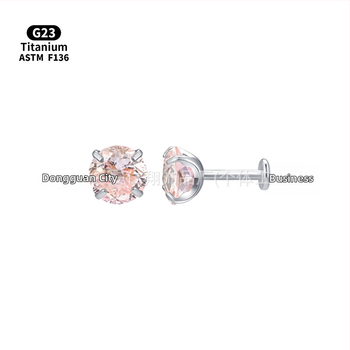 Lūpų ir ausų studos iš F136 titano lydinio, 5A cirkonas, unisex geometrinis dizainas, poliruotas paviršius, grynumas G23