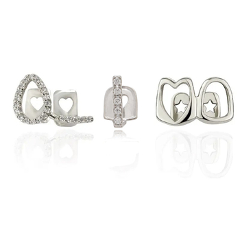 Dantų aksesuaras su cirkonio akmenimis, tuščiaviduris dvigubas dizainas, 18K dengtas varis, kristalų akcentai