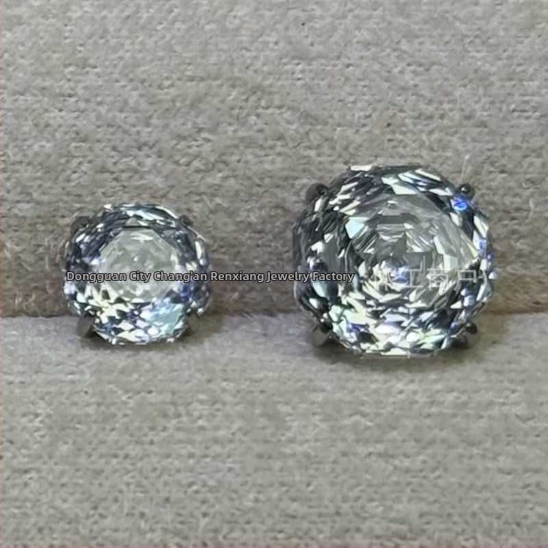 Renxiang auskarai iš titano lydinio F136, aštuoniakampis rožių pjovimo cirkonas, nagų laikiklis, grynumas G23