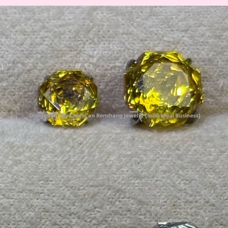 Renxiang auskarai iš titano lydinio F136, aštuoniakampis rožių pjovimo cirkonas, nagų laikiklis, grynumas G23