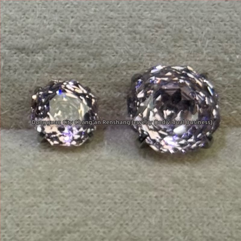 Renxiang auskarai iš titano lydinio F136, aštuoniakampis rožių pjovimo cirkonas, nagų laikiklis, grynumas G23