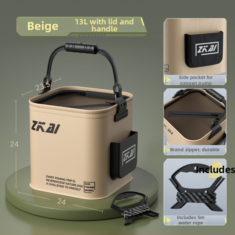 Antel EVA Αναδιπλούμενος, Αδιάβροχος Κουβάς για Ζωντανά Ψάρια – Φορητό Εξωτερικό Κουτί Ψαρέματος