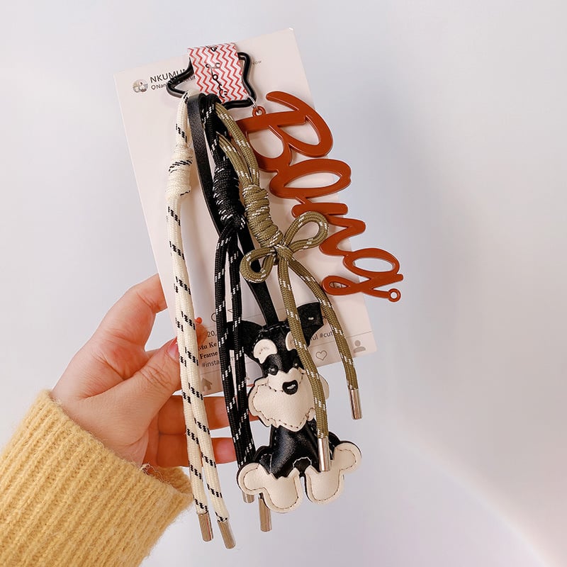 Κλειδοθήκη HD12123: σοκολατένιο μπέγκελ με ύφαντό σκοινί, διακοσμητικό για τσάντες, κορεατικό στυλ. Μάρκα Lemon Peach, μικτά υλικά.