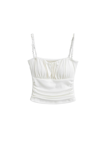 Слим-фит презрамков топ със подплънка за бюст, плисиран детайл, къса дължина, rayon материя 80–90%