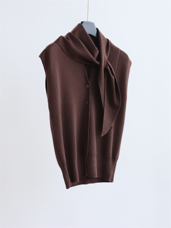 Pletena vesta od vune u smjesi, V-dekolte, jednostruko kopčanje, bez rukava, elegantan gradski stil za odlazak na posao