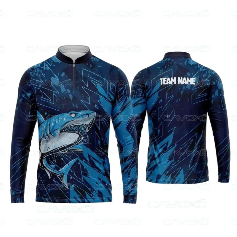 Senlanda Makšķerēšanas apģērbs ar 3D apdruku, Saules aizsardzība, Stāvošs apkaklis, Pusslēdzējs, Makšķerēšanai ar lūrēm un jūras makšķerēšanai, Poliesters, 1 kabata