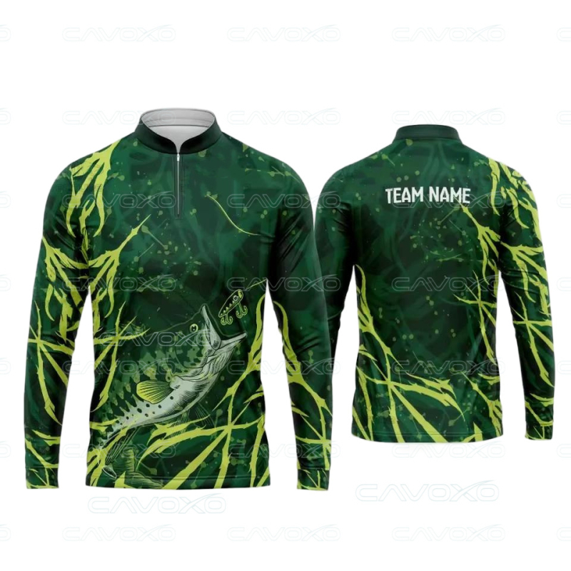 Senlanda Makšķerēšanas apģērbs ar 3D apdruku, Saules aizsardzība, Stāvošs apkaklis, Pusslēdzējs, Makšķerēšanai ar lūrēm un jūras makšķerēšanai, Poliesters, 1 kabata