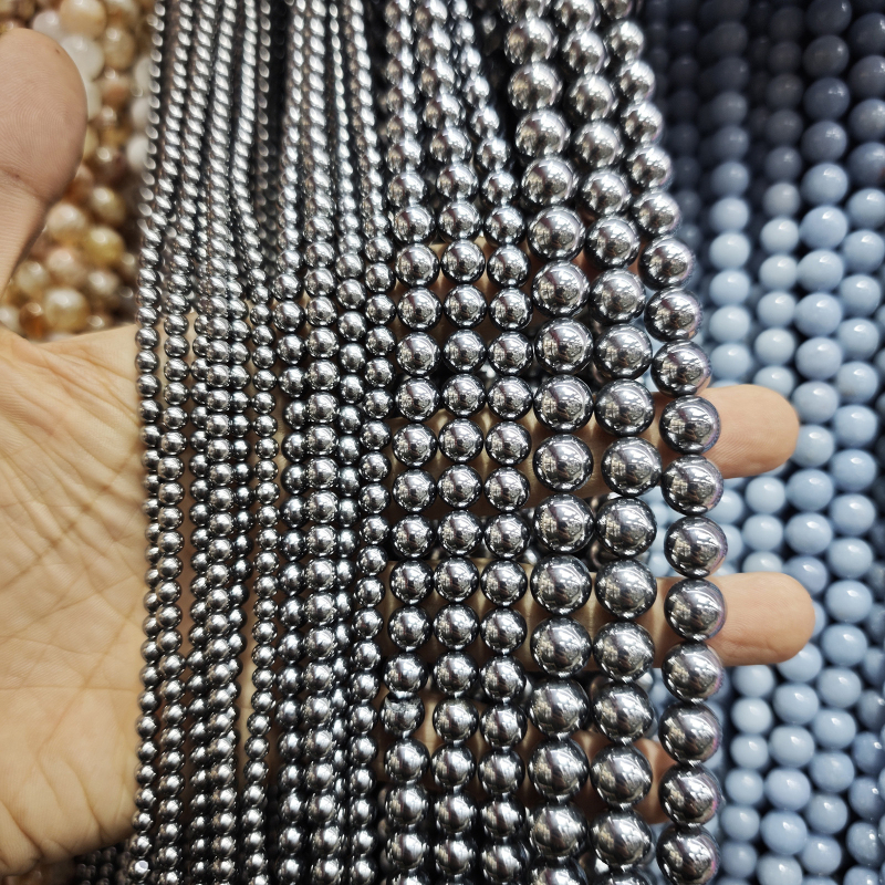 DIY dodaci za nakit - okrugle obsidijanske perle, matirano rezana površina, kristalni materijal, brend Go to Rui