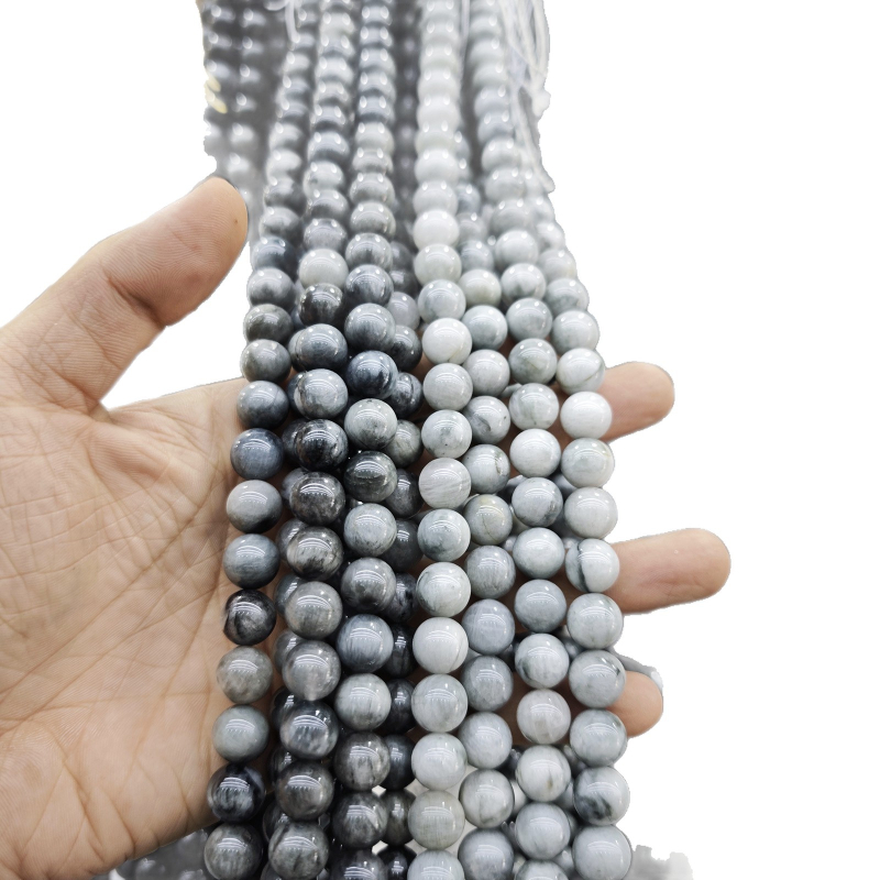 DIY dodaci za nakit - okrugle obsidijanske perle, matirano rezana površina, kristalni materijal, brend Go to Rui