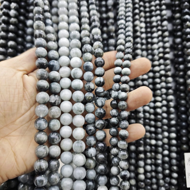 DIY dodaci za nakit - okrugle obsidijanske perle, matirano rezana površina, kristalni materijal, brend Go to Rui