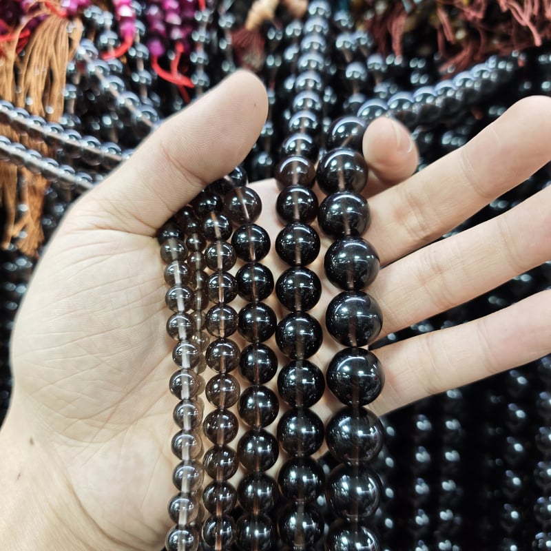 DIY dodaci za nakit - okrugle obsidijanske perle, matirano rezana površina, kristalni materijal, brend Go to Rui