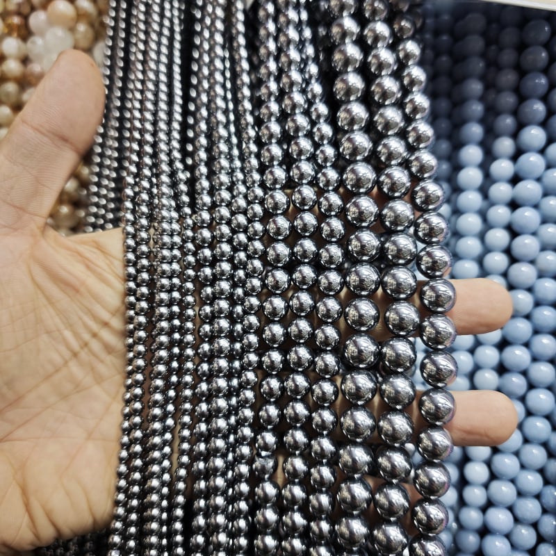 DIY dodaci za nakit - okrugle obsidijanske perle, matirano rezana površina, kristalni materijal, brend Go to Rui