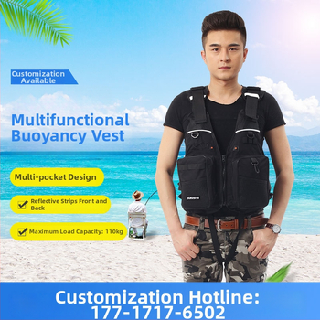 Glābšanas veste jūras zvejniecībai ar lielu peldspēju, Oxford audums, 5 kabatas, Pearl cotton pildījums