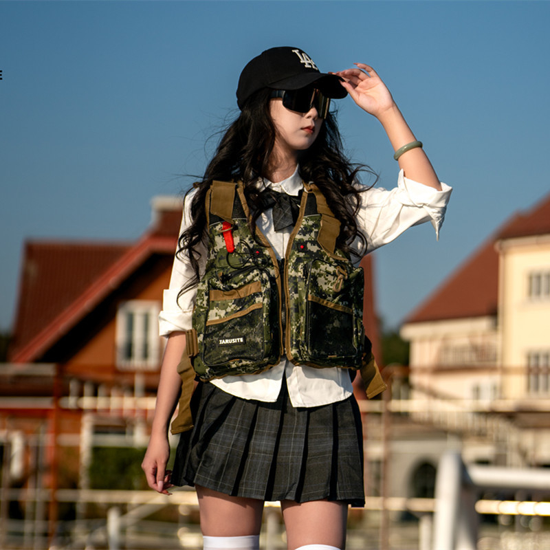 Glābšanas veste jūras zvejniecībai ar lielu peldspēju, Oxford audums, 5 kabatas, Pearl cotton pildījums