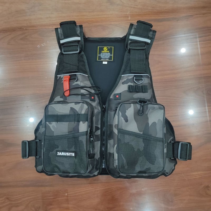 Glābšanas veste jūras zvejniecībai ar lielu peldspēju, Oxford audums, 5 kabatas, Pearl cotton pildījums