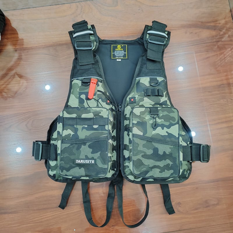 Glābšanas veste jūras zvejniecībai ar lielu peldspēju, Oxford audums, 5 kabatas, Pearl cotton pildījums